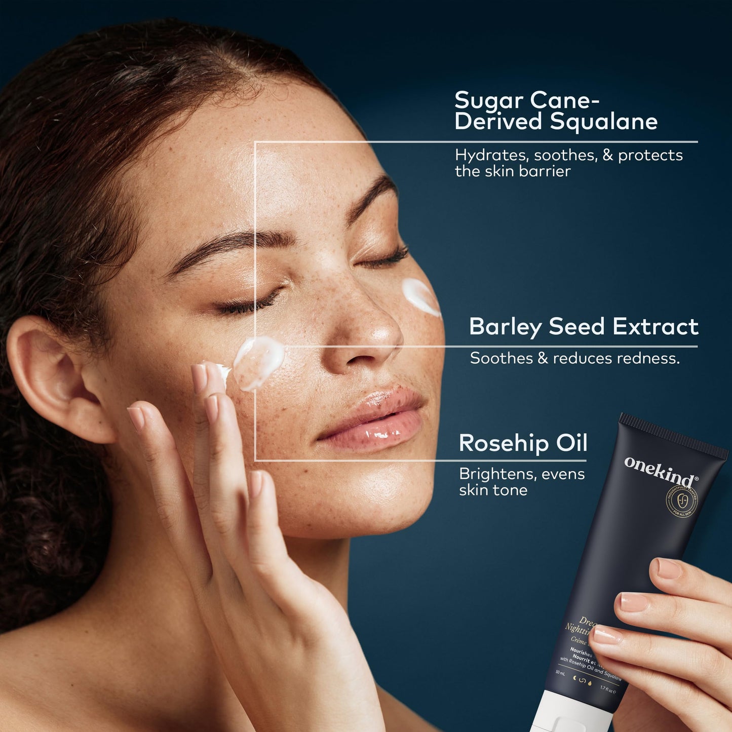 Onekind Dream Cream Night Moisturizer – Hydrating Anti-Aging Face Cream with Squalane, Rosehip & Shea Butter, Fragrance-Free, Vegan, 1.7 oz