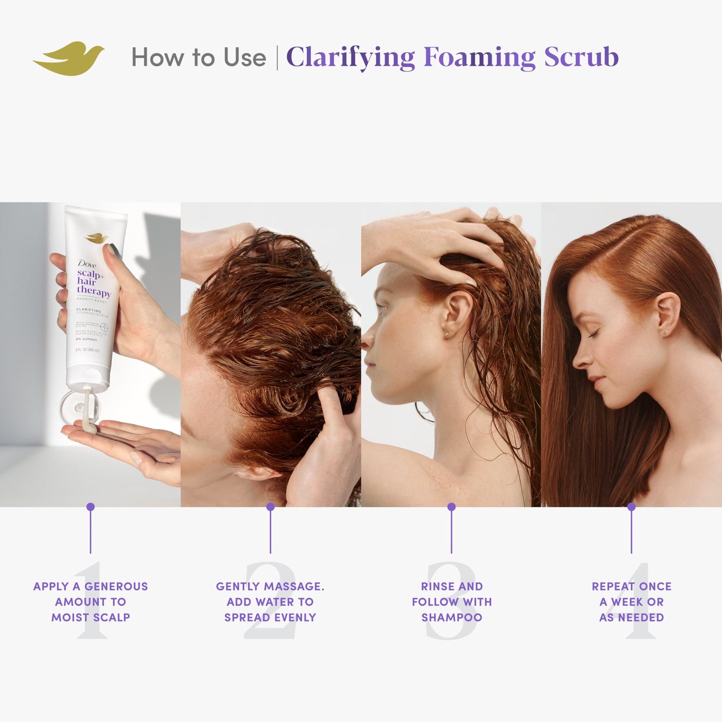 Dove Density Boost Clarifying Foaming Scrub Scalp + Hair Therapy for gentle scalp exfoliation, with Vitamin B3, Zinc and 0% sulfates, 9 oz