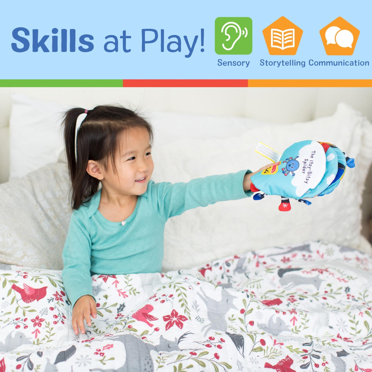 Melissa & Doug K’s Kids Itsy-Bitsy Spider Soft Cloth Activity Book for Babies & Toddlers, Sensory Textures & Peekaboo Play, 1M+