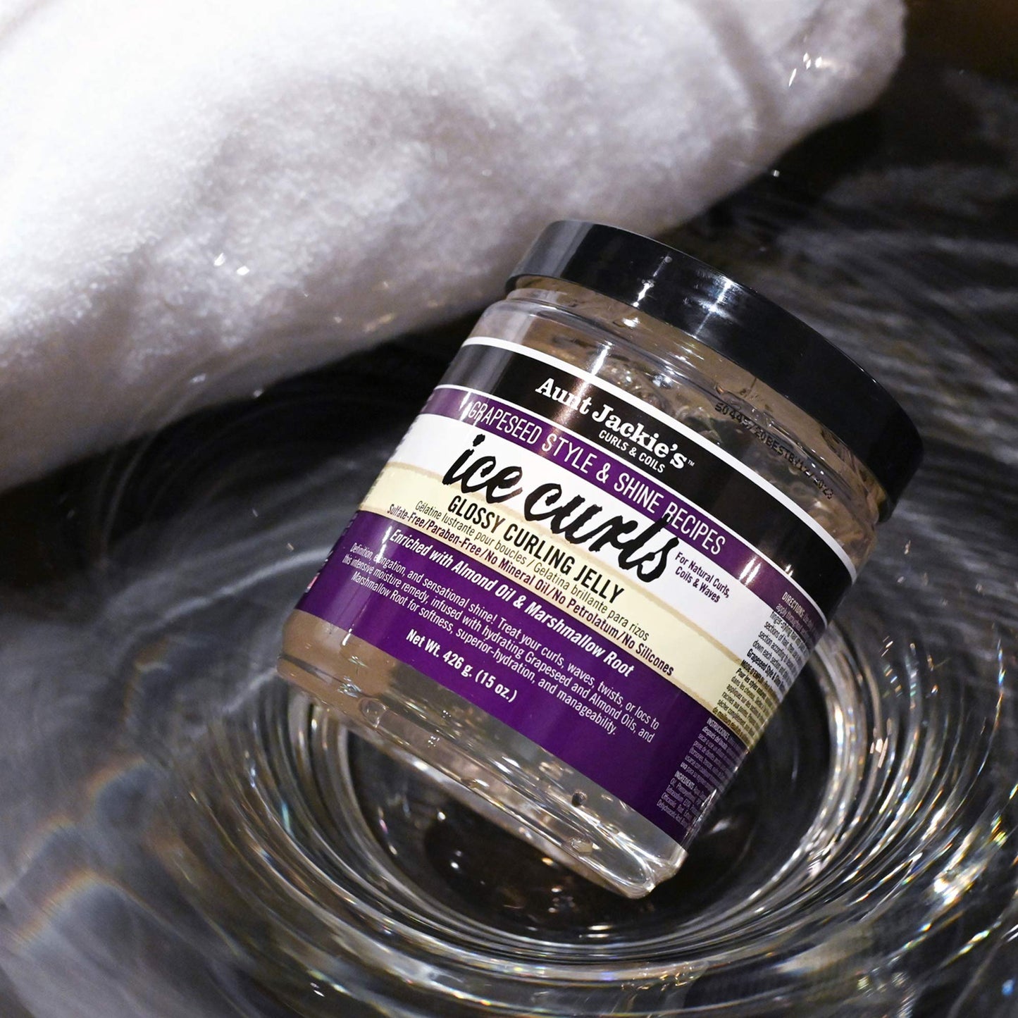Aunt Jackie's Grapeseed Style and Shine Recipes Ice Curls Glossy Curling Jelly, Hydrates, Softens, Makes Waves, Curls and Coils Easier to Style, 15oz