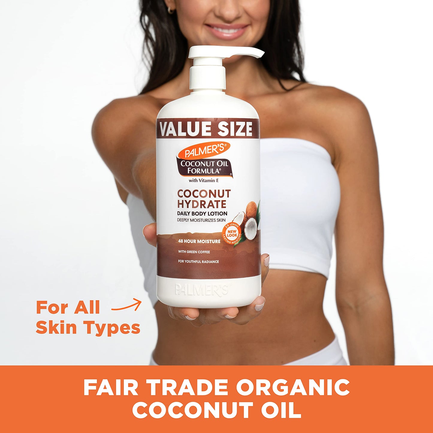 Palmer’s Coconut Oil Body Lotion – Moisturizer for Dry Skin with Green Coffee Extract & Vitamin E, Hand & Body, 33.8 fl oz Pump Bottle