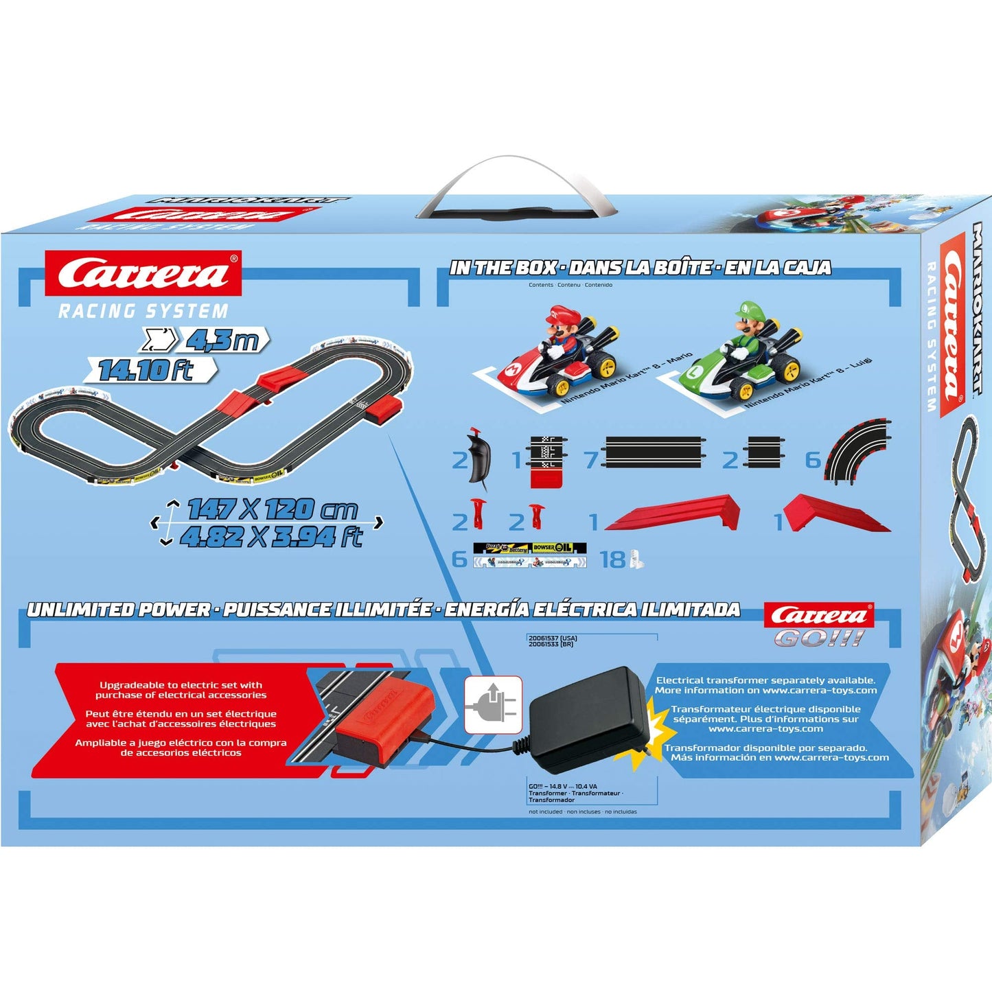 Carrera GO Battery Operated 1:43 Scale Slot Car Racing Toy Track Set with Jump Ramp for Kids Ages 5 Years and Up, Mario Kart