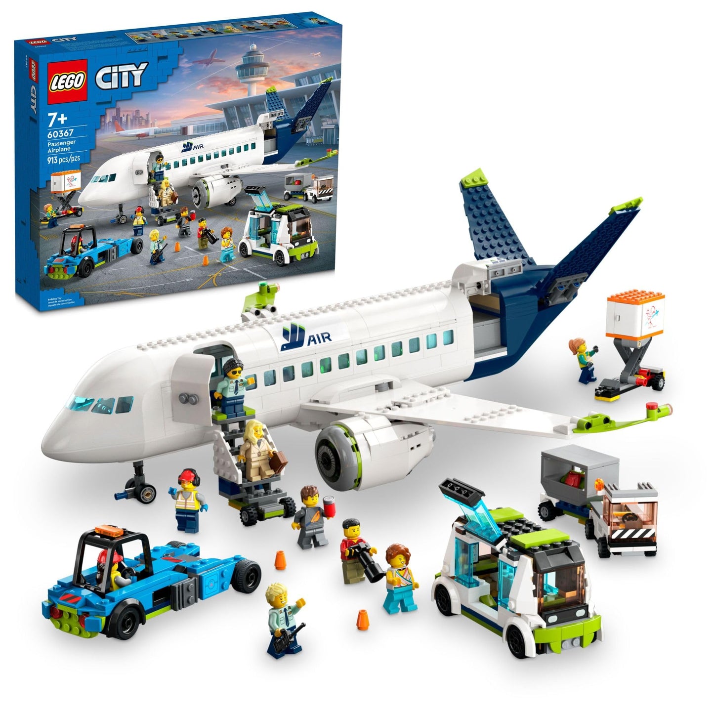 LEGO City Passenger Airplane Set 60367 – Buildable Plane with 9 Minifigures, Educational Construction Toy for Kids 7+