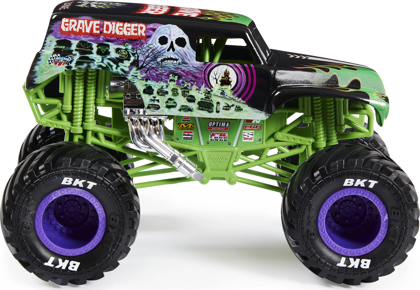 Monster Jam Grave Digger 1:24 Die-Cast Truck with Chrome Rims & BKT Tires – Collectible Toy for Fans, Playsets & Birthday Gifts