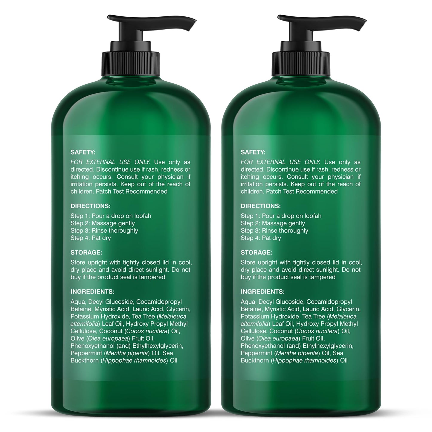 Botanic Hearth Tea Tree Body Wash 16oz - Soothes Dry, Itchy Skin, Antifungal, Sulfate & Paraben Free, 100% Pure Tea Tree Oil, Men & Women, Set of 2