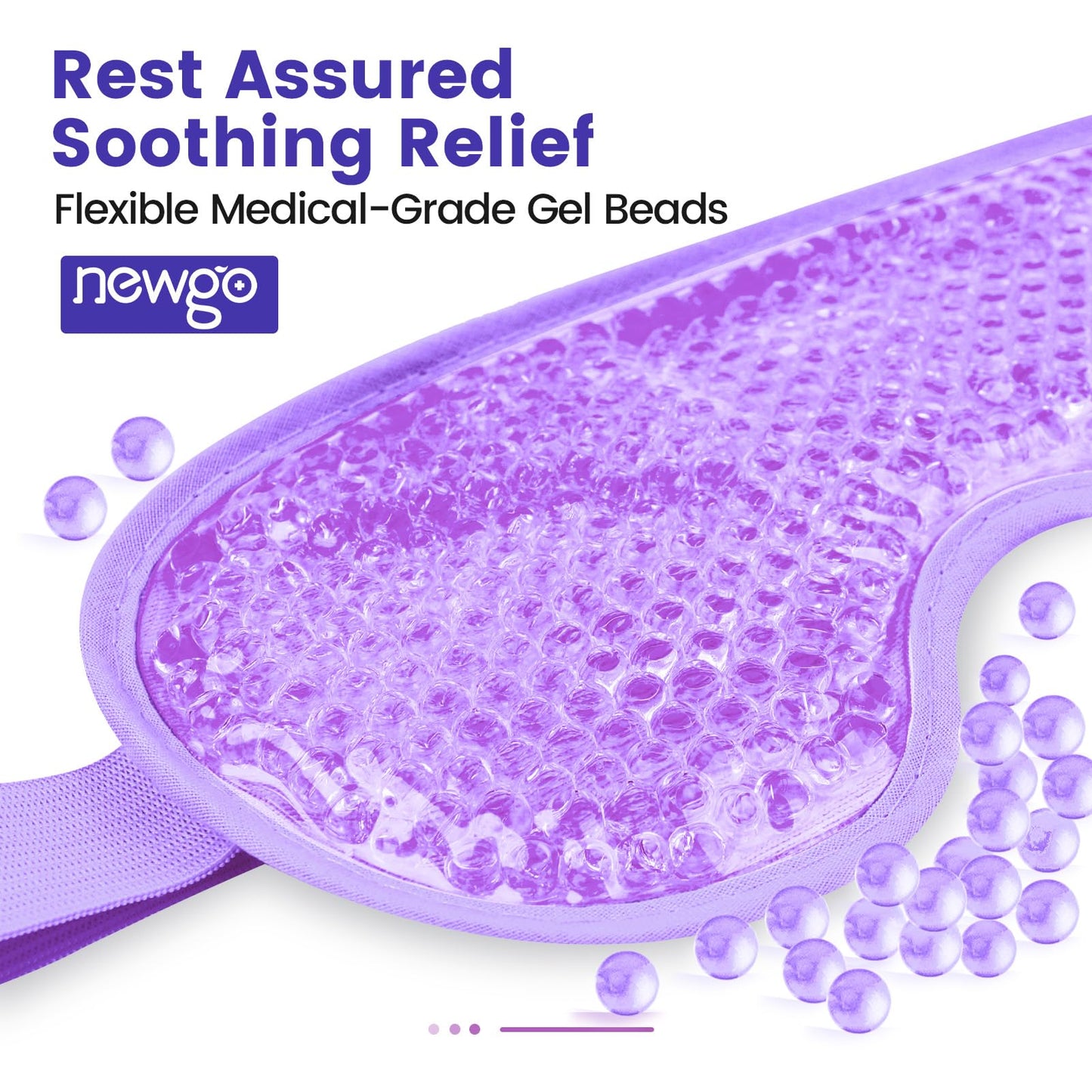 NEWGO Cooling Gel Eye Mask - Reusable Cold Pack for Puffy Eyes, Dark Circles, Migraine, Stress Relief - Purple With Soft Plush Backing