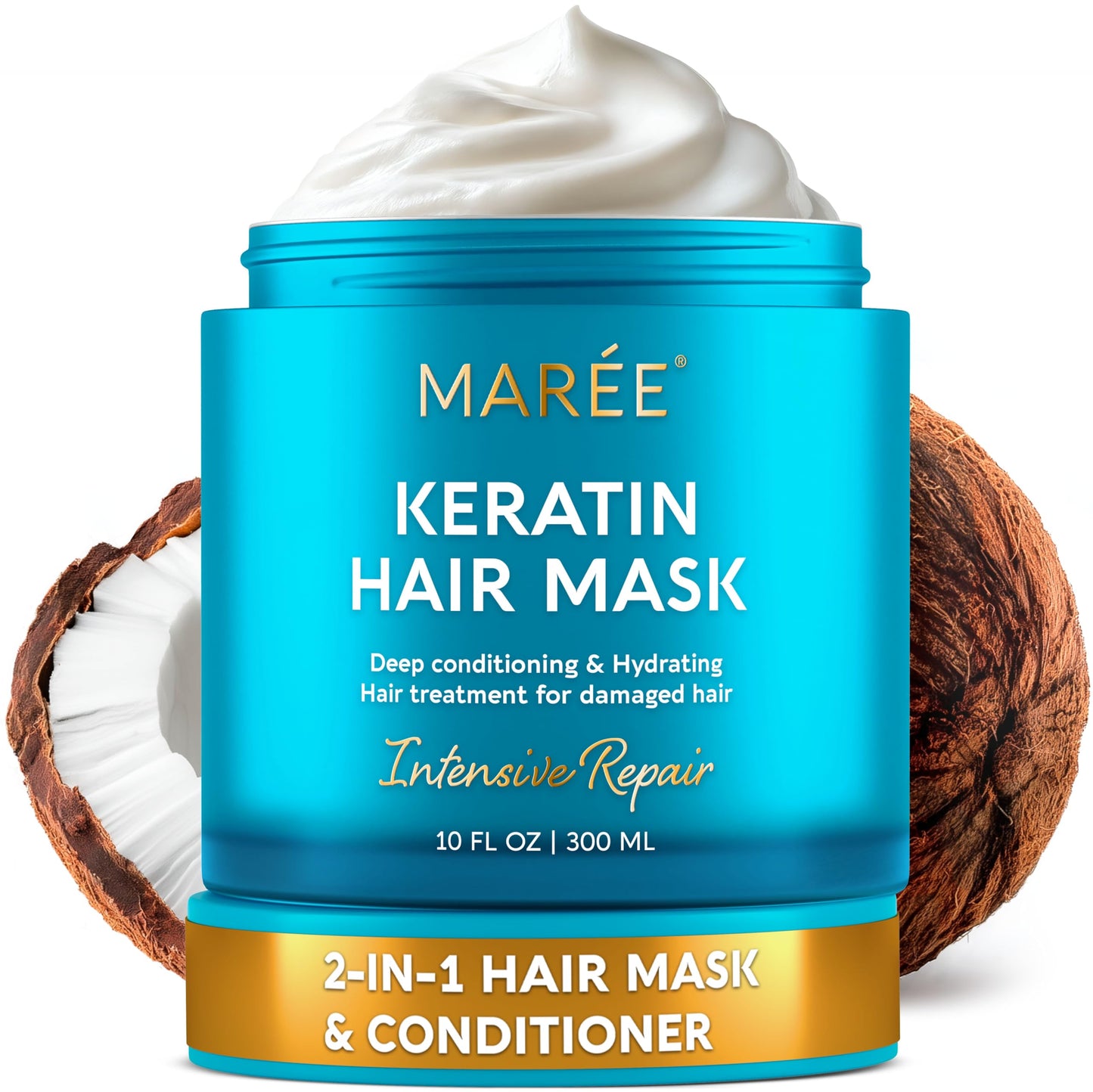 MAREE Deep Conditioning Hair Mask for Damaged, Dry, Curly Hair – Keratin Repair, Hydrating, Growth & Color Refresh Treatment