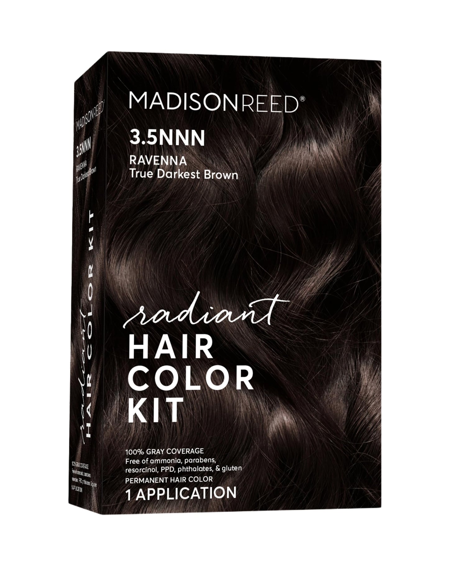 Madison Reed Radiant Hair Color Kit 3.5NNN Darkest Brown-Black (Ravenna Brown) | 100% Gray Coverage | Permanent PPD & Ammonia-Free Hair Dye, 1 Pack