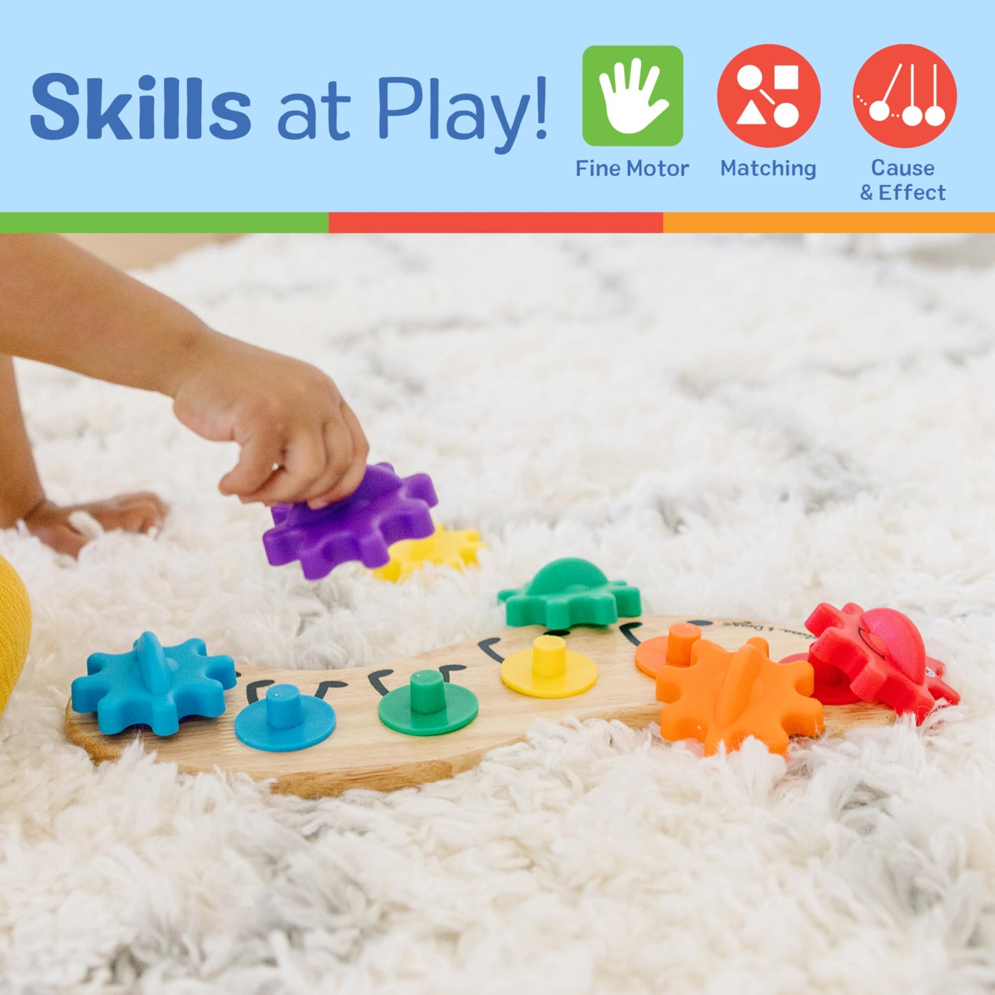 Melissa & Doug Rainbow Caterpillar Gear Toy with 6 Interchangeable Gears
