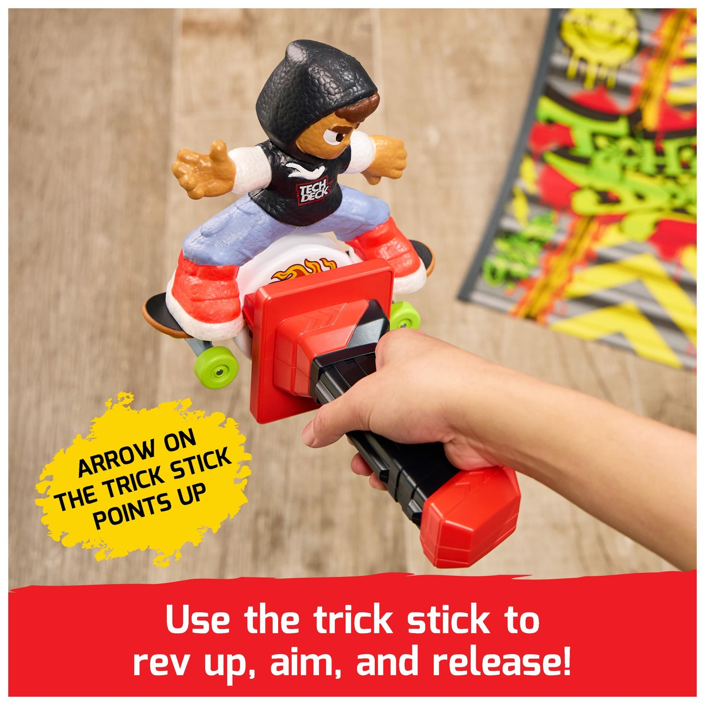 Tech Deck Shred N' Blast Motorized Finger Skateboard with Rider & Ramp for Tricks & Jumps, Kids Toys Ages 6+