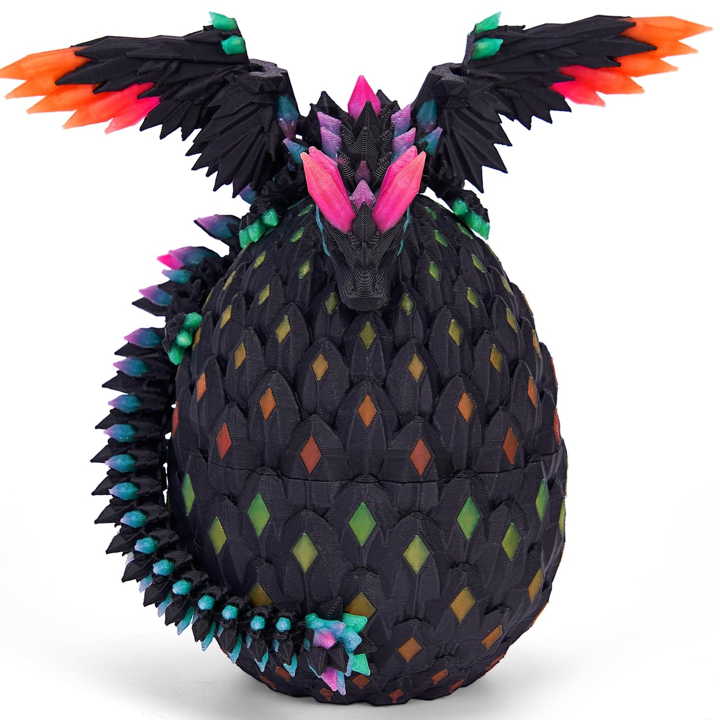 YILCER 3D Printed Glow-in-the-Dark Dragon Eggs with Wings, Articulated Fidget & Dinosaur Toys for Teens, Boys & Girls – Rainbow