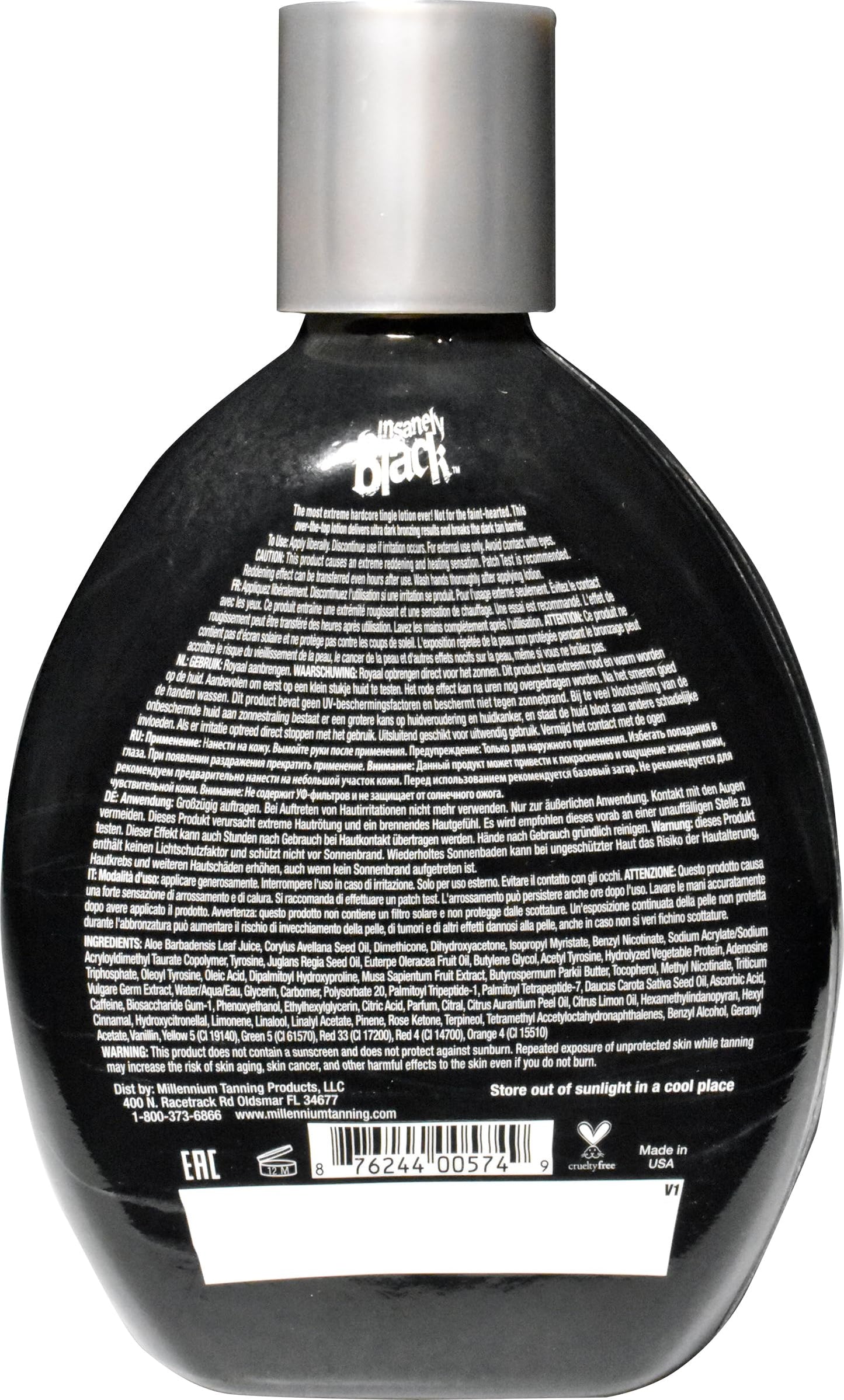 Millennium Tanning Insanely Black 60x, Mega Tingle Dark Tanning Lotion, 13.5 Ounces