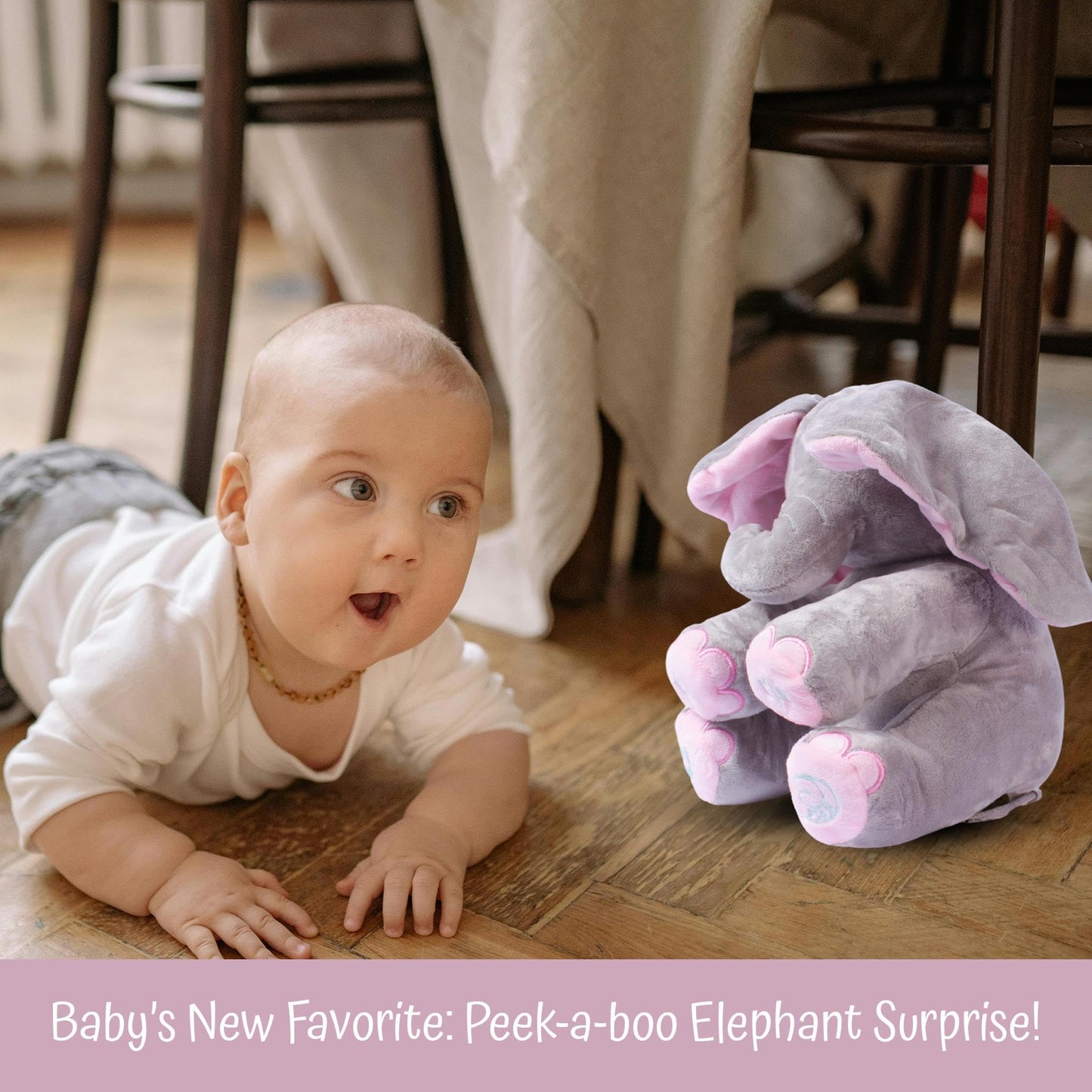 Dimple Kaia Peek A Boo Elephant Toy – Interactive Singing Plush with Flappy Ears, Musical Stuffed Animal for Babies & Toddlers