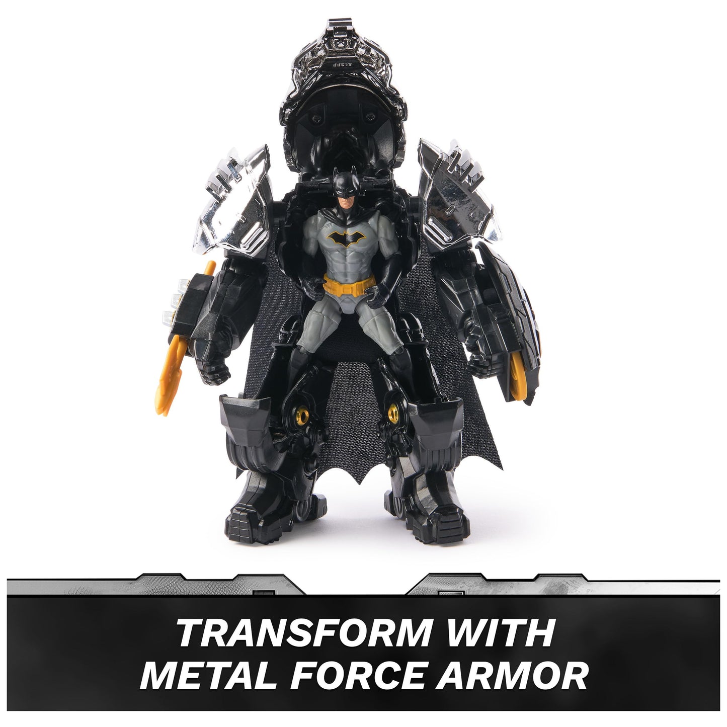 DC Comics Metal Force Batman 6" Action Figure with 4" Mini Figure, Armor Suit & Blaster – Superhero Toy for Kids 4+