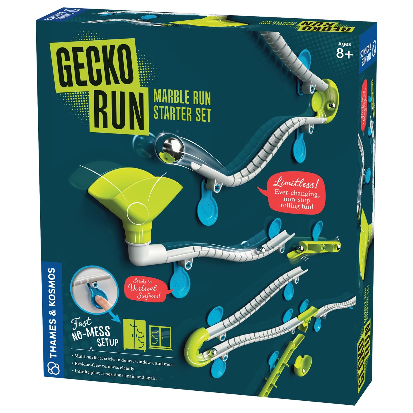 Gecko Run Marble Run Starter Set – 63-Piece Vertical Track Toy by Thames & Kosmos, Toy of the Year Winner, Fast No-Mess Setup