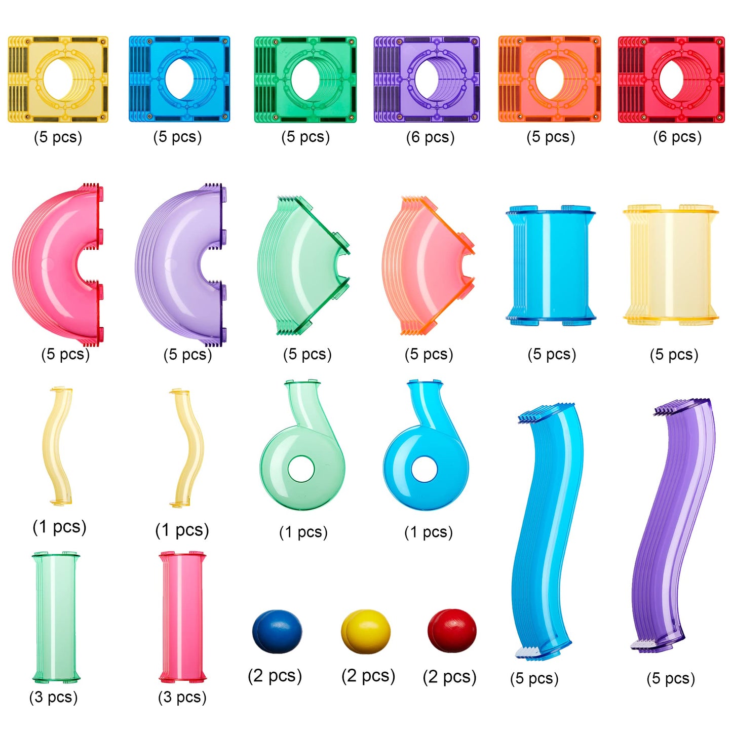 Learn & Grow Magnetic Marble Run Expansion Pack - 88PCS STEM Marble Track, Magnet Tiles & Accessories, Building Toy for Kids 5+