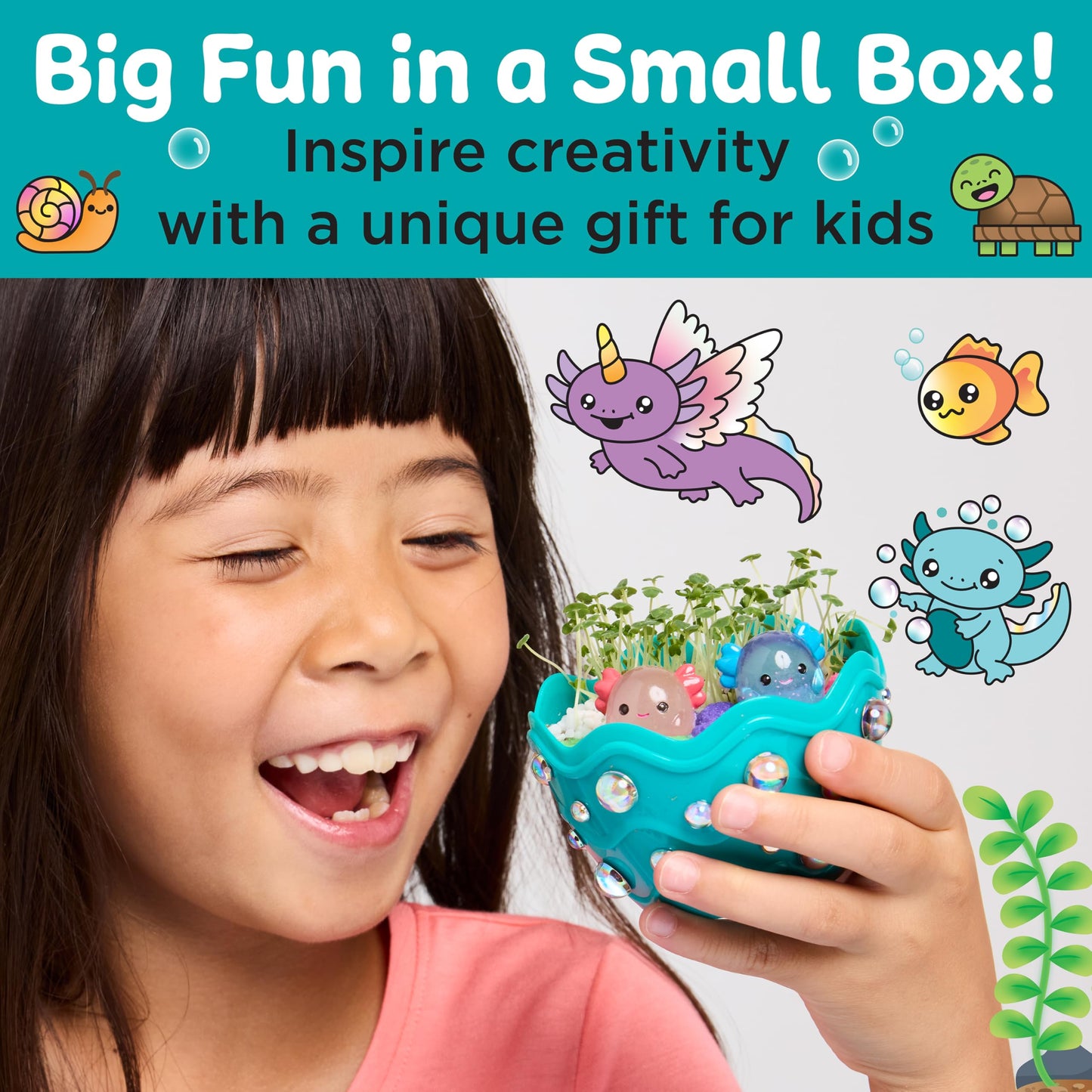 Creativity for Kids Mini Axolotl Garden Terrarium Kit – STEM Science Craft for Kids, DIY Grow Kit, Fun Gift & Stocking Stuffer for Girls Ages 6+