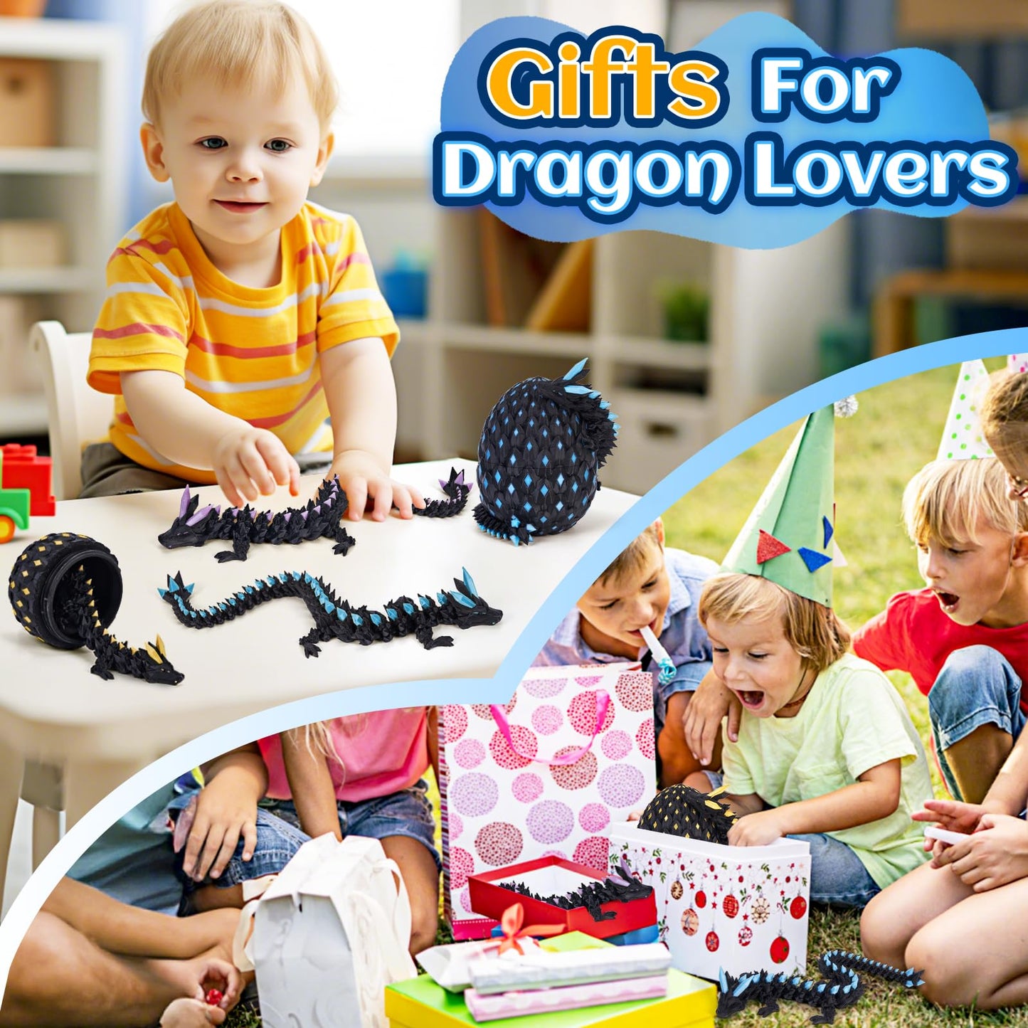 3D Printed Dragon Eggs Glow in the Dark – Articulated Dino & Mystery Eggs Fidget Toy for Kids, Teens & Collectors