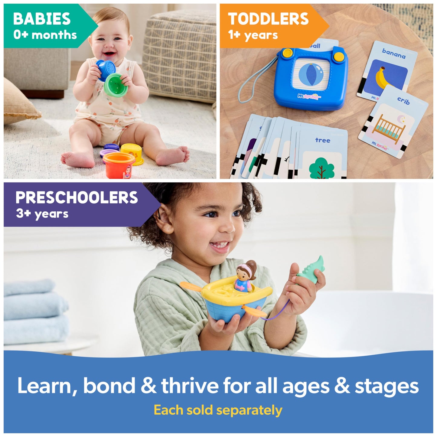 Ms. Rachel Official First Words Talking Flash Cards with Electronic Reader, 100 Words, Educational Toys & Toddler Toys for Girls & Boys Ages 1-2+