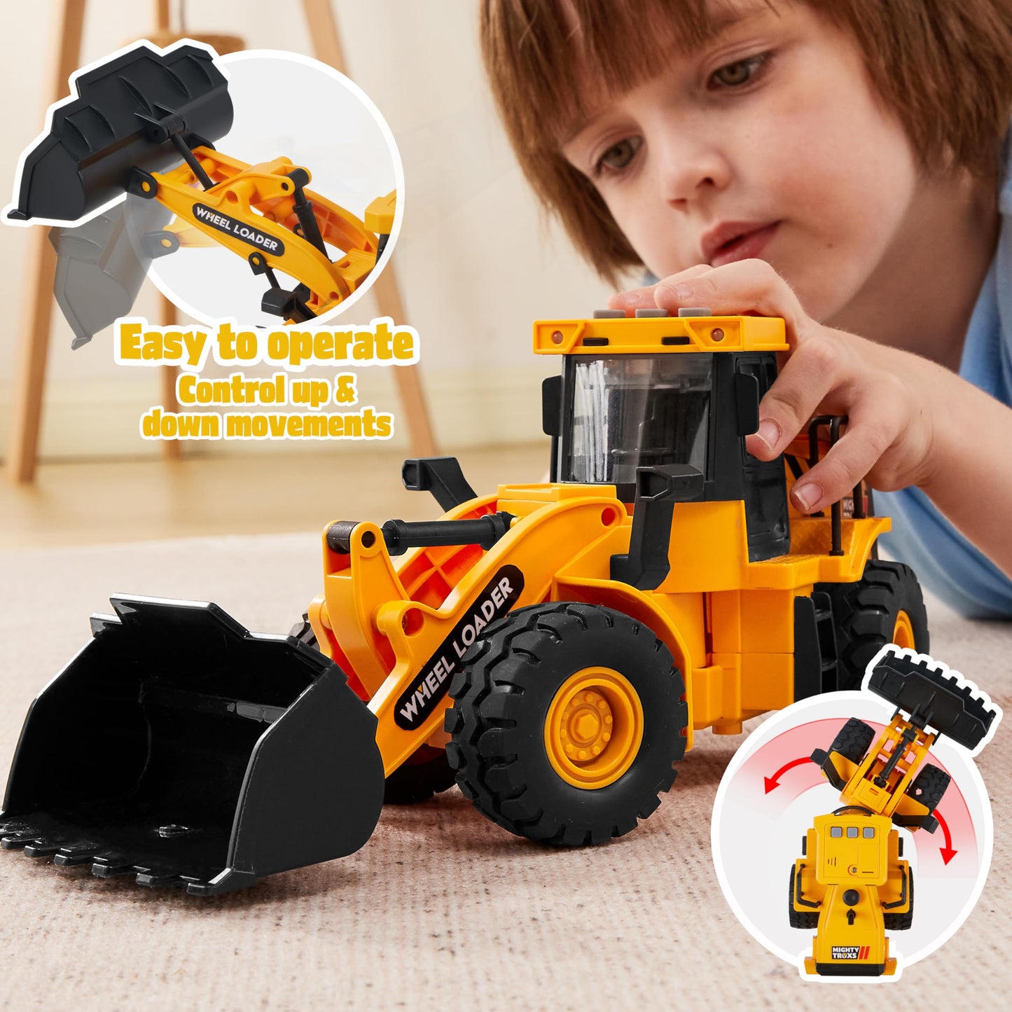 JOYIN 3-Pack Construction Trucks for Toddlers – Excavator, Dump Truck & Loader with Movable Claw & Lift, Birthday & Christmas Gift
