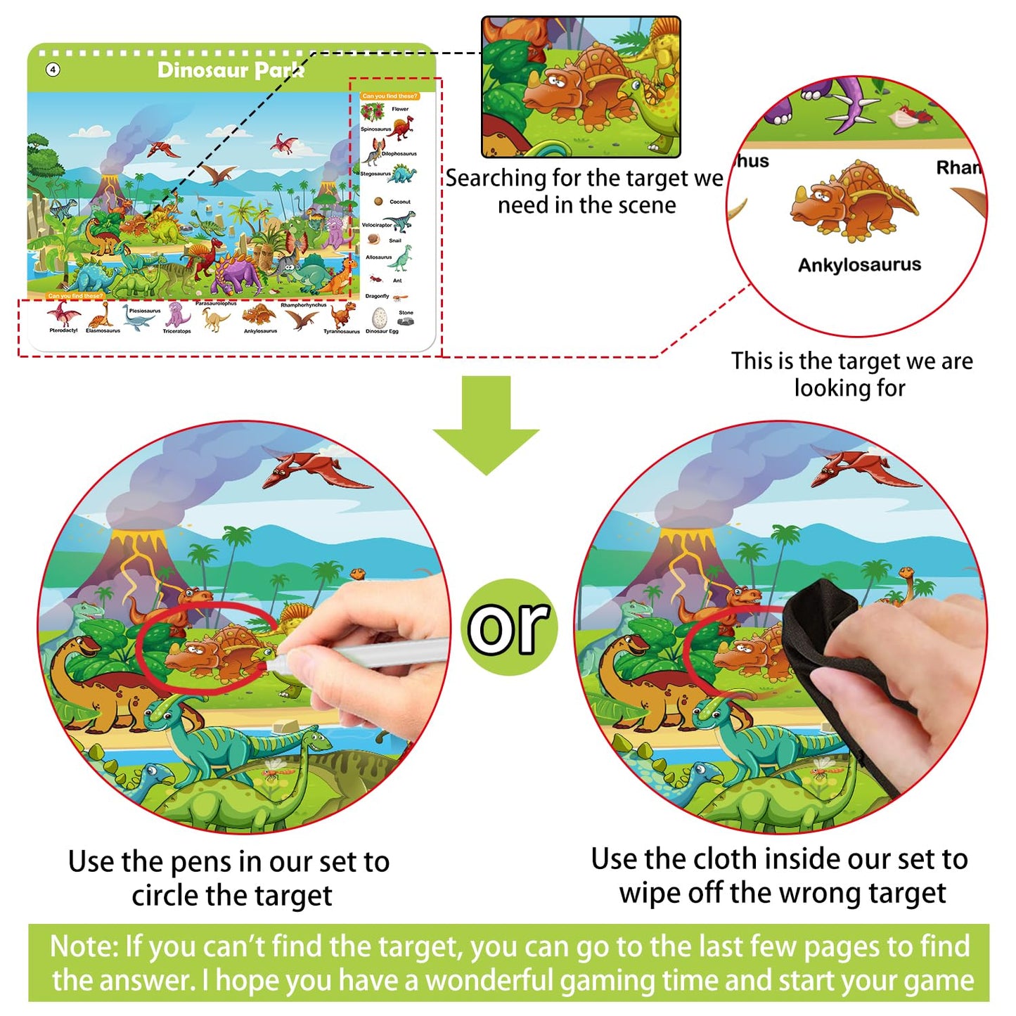 Elfew Search & Find Activity Book for Kids 3-8 | 24 Reusable Toddler Activities | Educational Travel Toy for Ages 4-6