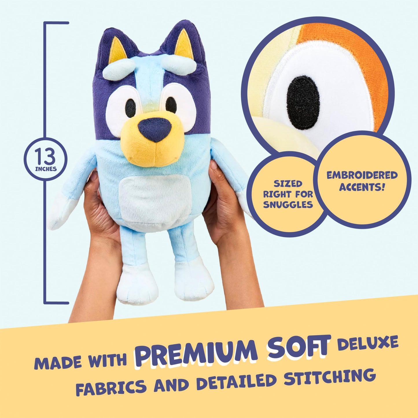 Bluey Sound Effects Talking Stuffed Plush, 13” Soft Musical Toys, Interactive Stuffed Animal with 9 Different Phrases, Musical Toys for Kids