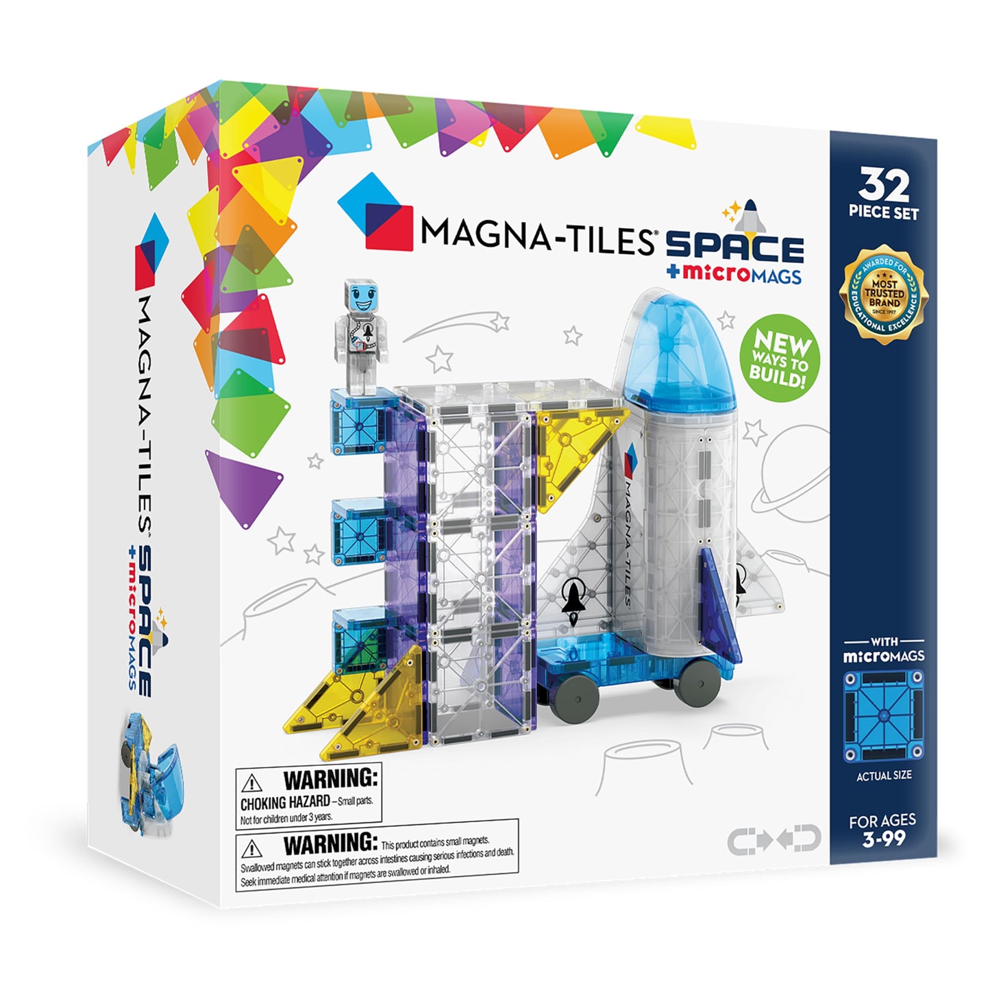 MAGNA-TILES Space 32-Piece Magnetic Construction Set, The Original Magnetic Building Brand