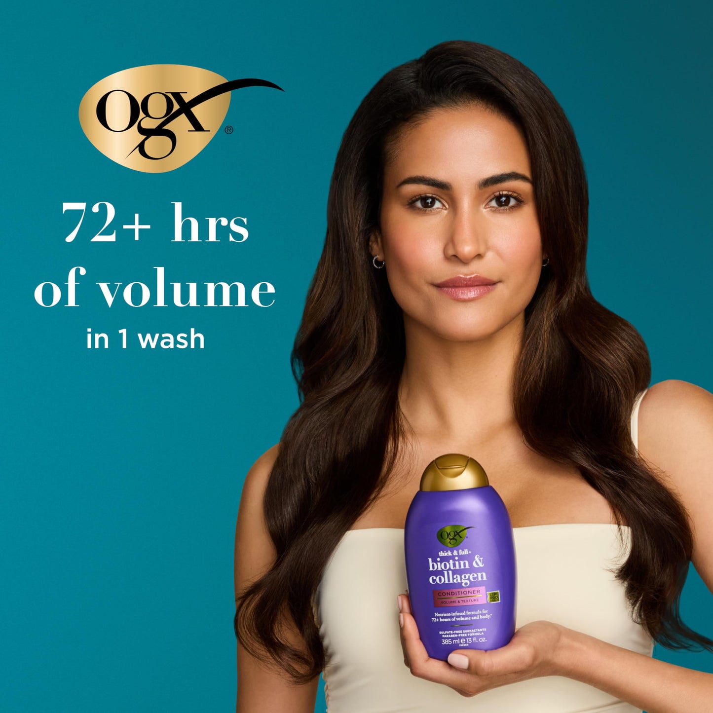 OGX Thick & Full + Biotin & Collagen Conditioner | Volumizing, Nutrient-Rich Formula with Vitamin B7 | Sulfate-Free, 72+ Hr Fullness, 13 Fl Oz