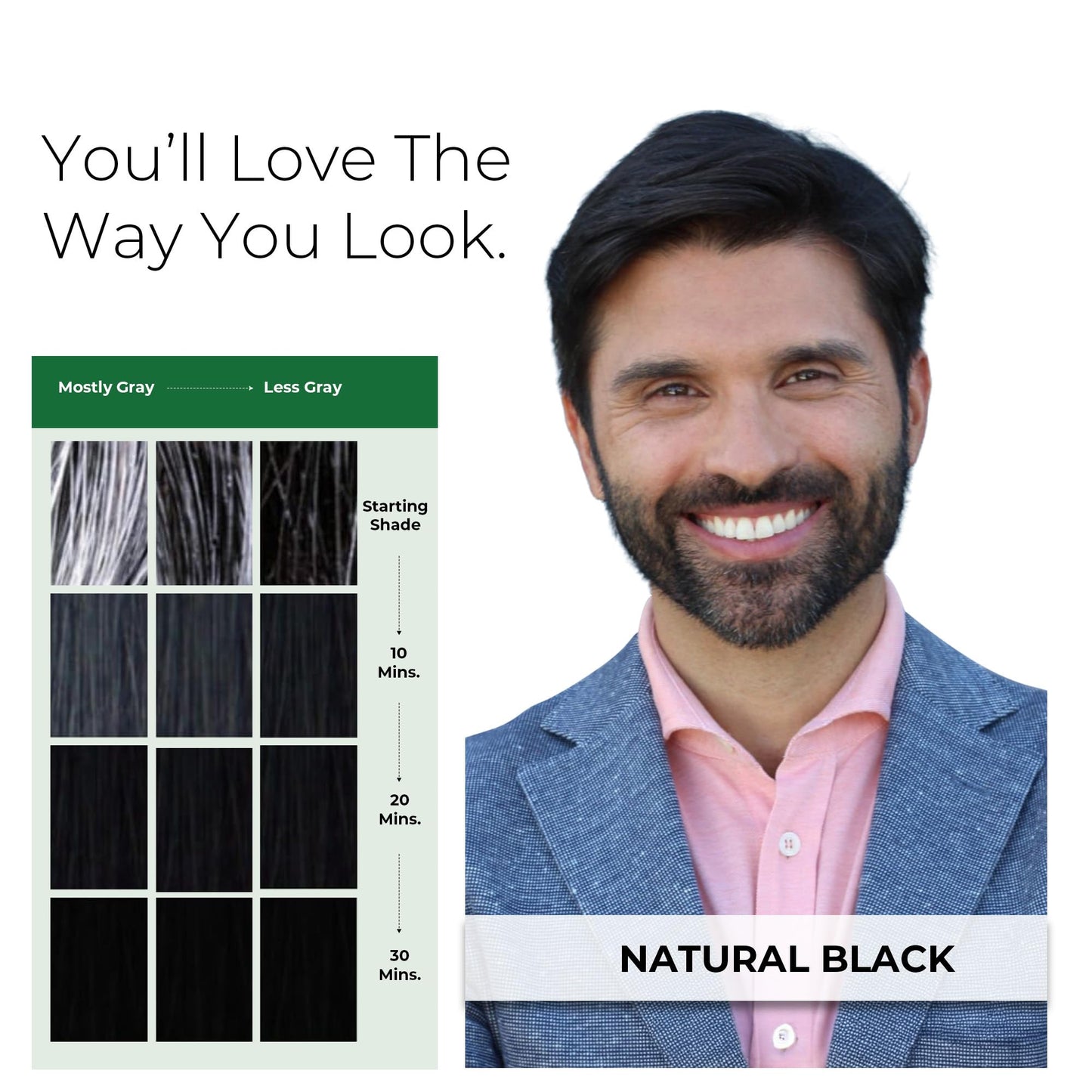 Simpler Men's Hair Color Kit - Full Gray Coverage - Natural Black & Beard Dye - Easy Application for 100% Gray Hair - Natural Black