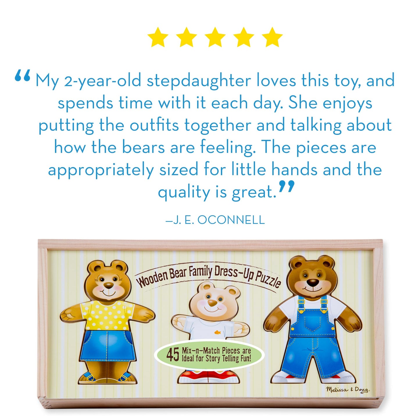 Melissa & Doug Wooden Bear Family Dress-Up Puzzle – 45-Piece Mix & Match Outfit Toy with Storage Case, Educational Sorting & Matching for Toddlers 3+