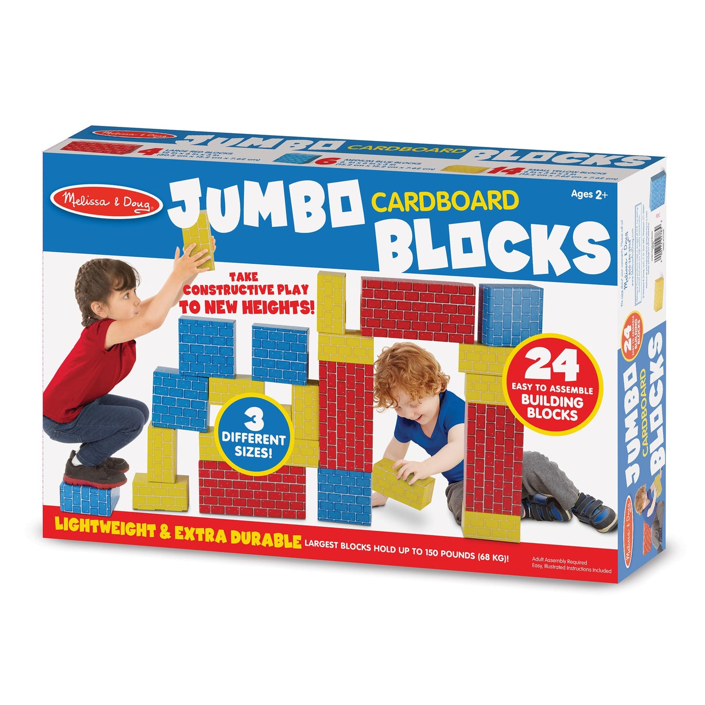 Melissa & Doug Deluxe Jumbo Cardboard Blocks (24 Pieces) - FSC Certified