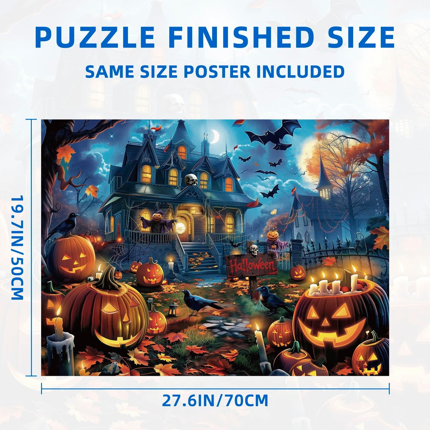 Nattork Jigsaw Puzzle 1000 Pieces for Adults, Halloween Haunted House,Challenging Adult Puzzles for Halloween Decor & Gift