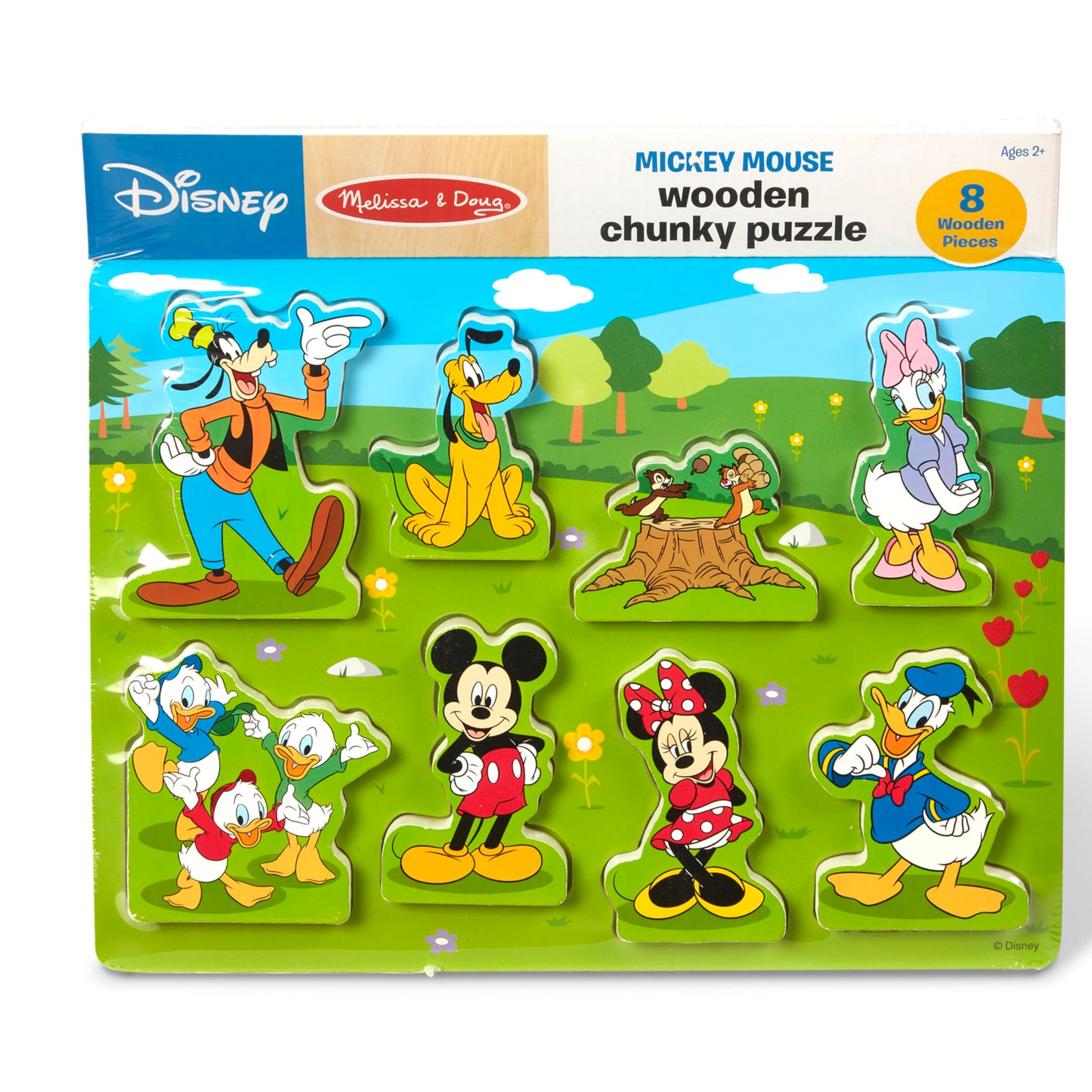 Melissa & Doug Disney Mickey Mouse Wooden Chunky Puzzle – 8-Piece Disney Character Puzzle for Toddlers and Kids Ages 2+