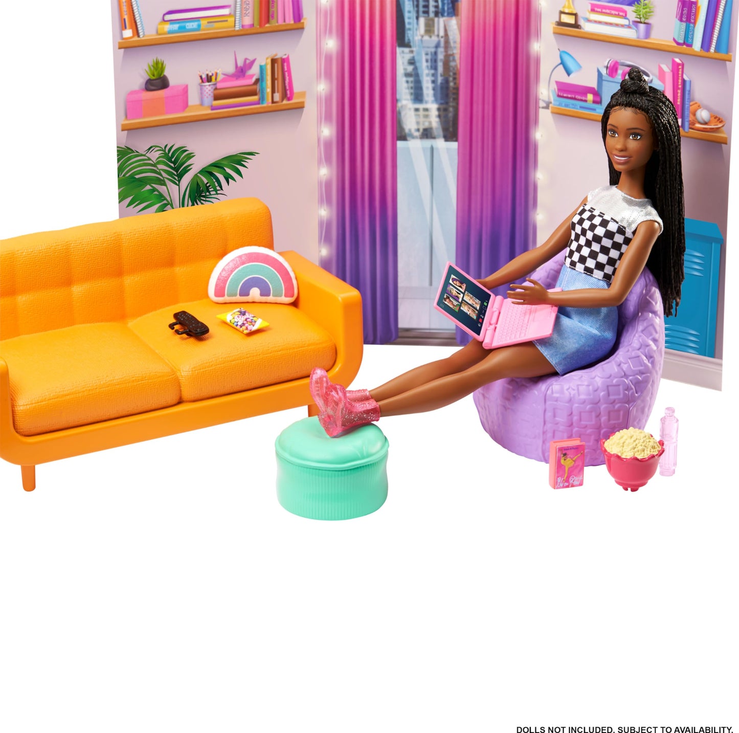 Barbie Toy Playset, Big City, Big Dreams Dorm Room Furniture & Accessories with 2 Beds, Couch, Bean Bag Chair & More