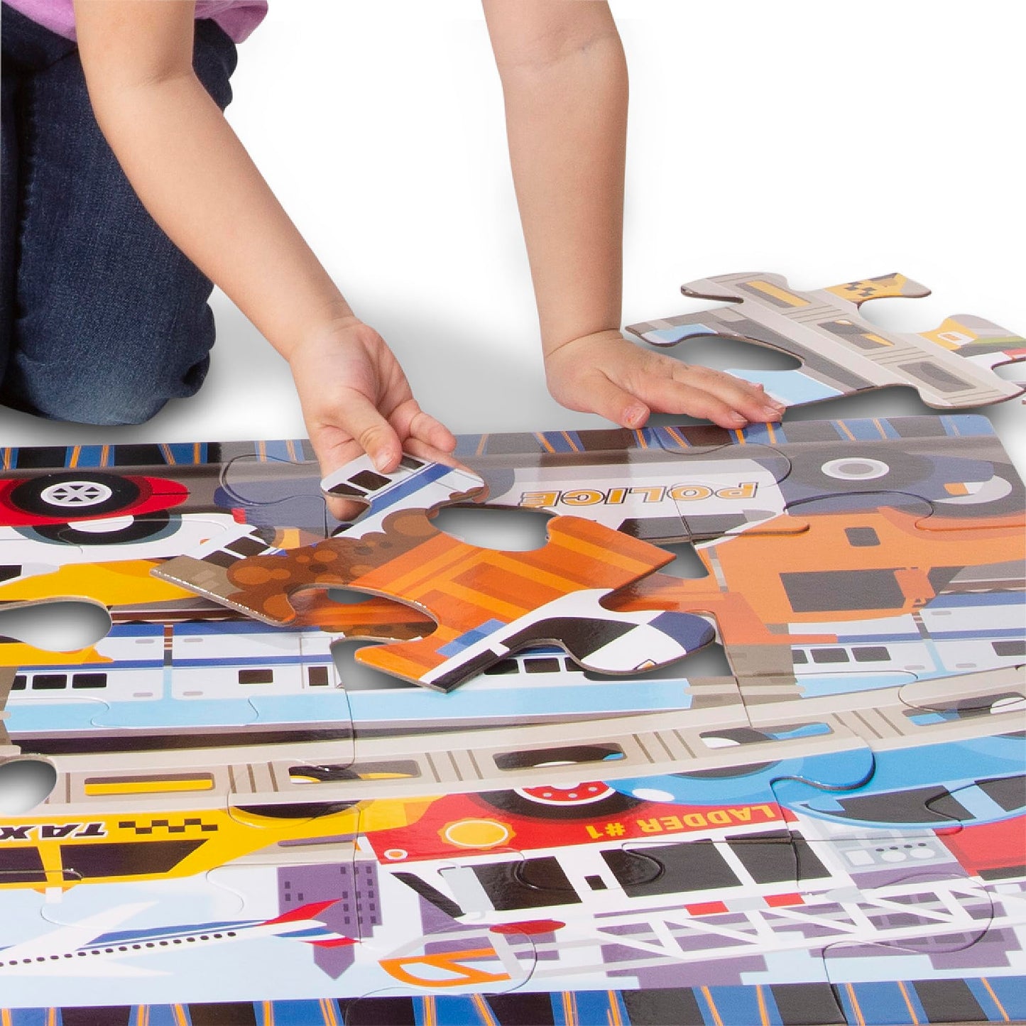 Melissa & Doug Traffic Jam Jumbo Floor Puzzle (24 Pieces, 2 x 3 Feet), Vehicle-Themed Jigsaw Puzzle for Preschoolers and Kids Ages 3+ - FSC Certified