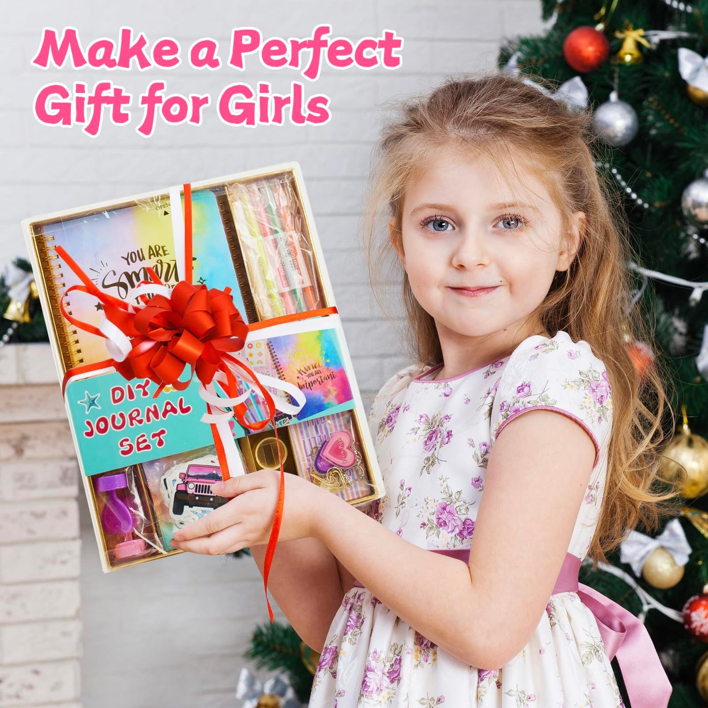 OIHEW 2-PC DIY Journal & Scrapbook Kit for Girls 8-14, Includes Stickers, Stationery, Crafts, Birthday & Christmas Gift Set