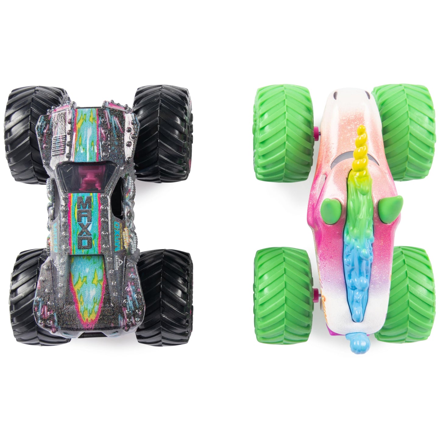 Monster Jam, Official Nitro Neon, Sparkle Smash Vs. Max-D, 1:64 Scale Die-Cast Monster Trucks, Kids Toys for Boys Ages 3 and up