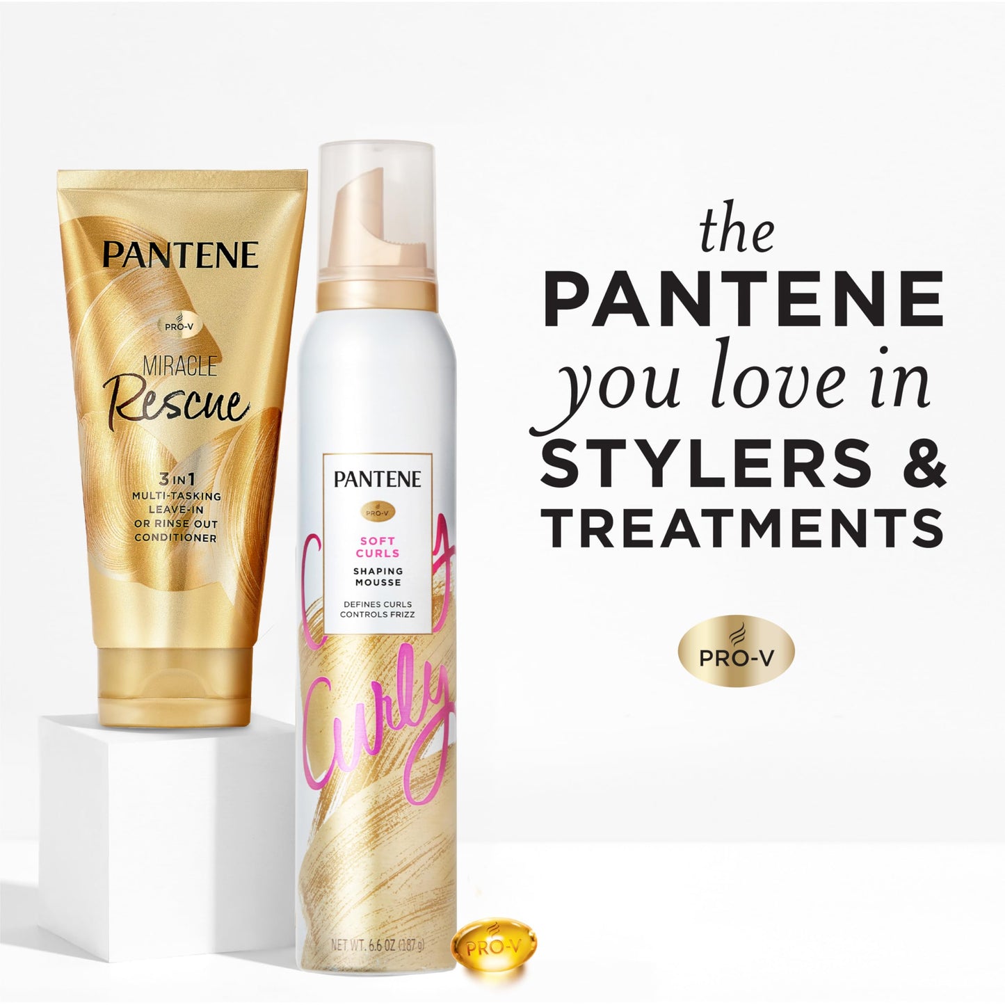 Pantene Curl Mousse For Curly Hair, Tames Frizz for Soft Touchable Curls, 6.6 Oz Each (Pack of 3)