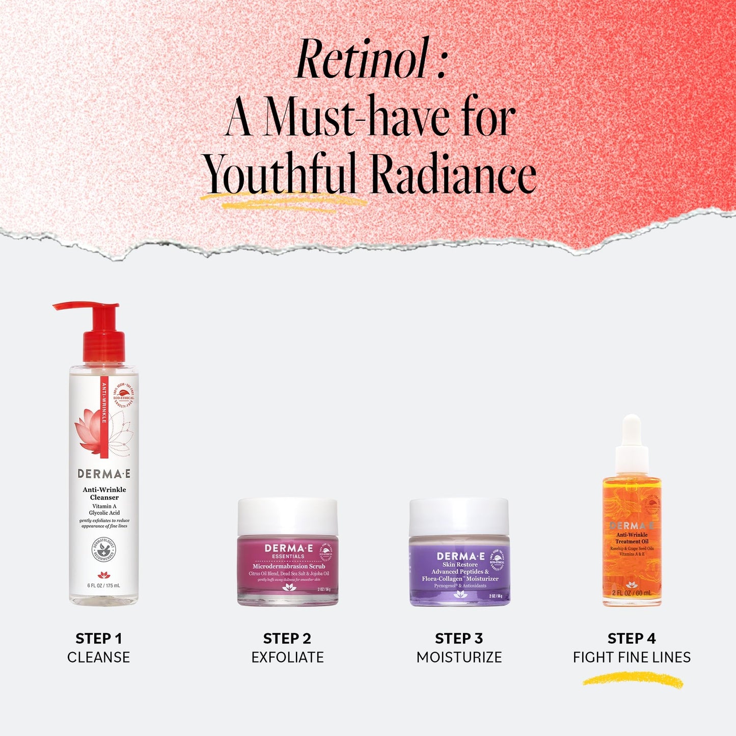 DERMA E Anti-Wrinkle Treatment Oil – Vitamin A & E Face Oil, Fragrance-Free Anti-Aging Moisturizer for Youthful Skin, 2 oz