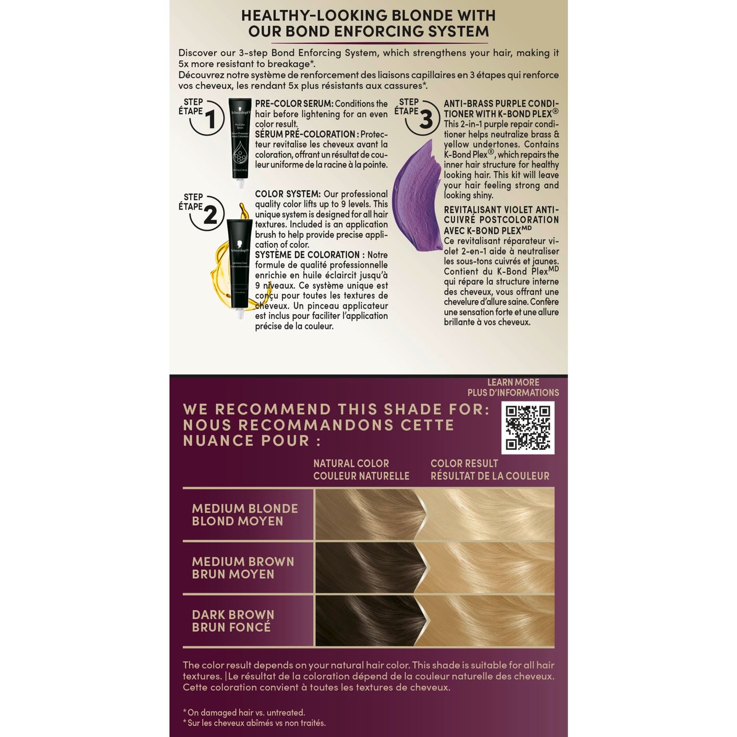 Schwarzkopf Keratin Color Permanent Hair Dye 001 Platinum Blonde – Professional Hi-Lift Formula with Bond Enforcing System, Serum & Purple Conditioner