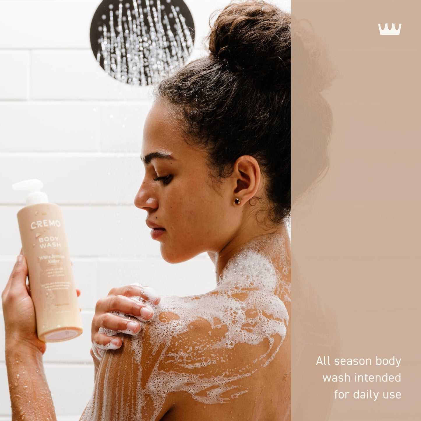 Cremo White Jasmine Amber Skin Moisturizing Body Wash for Women, Notes of White Jasmine, Red Currant, and Sweet Amber, 16 Fl Oz