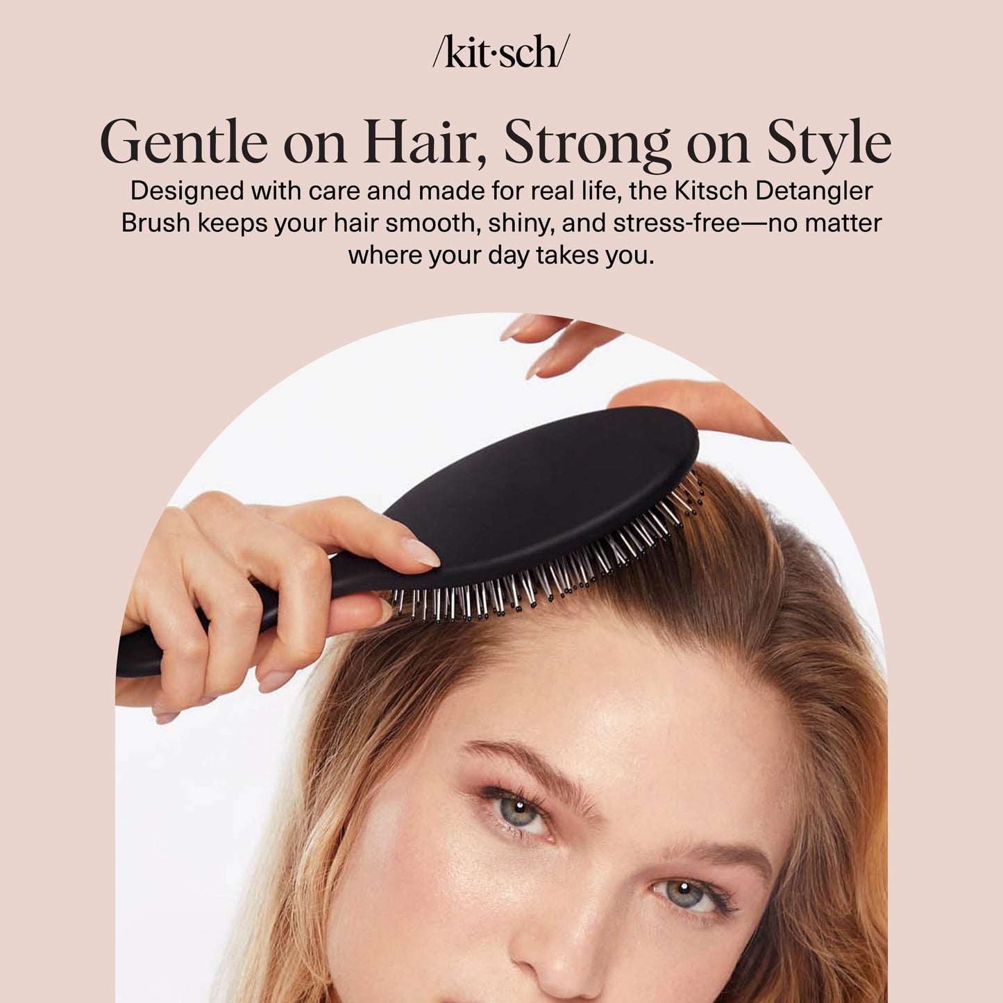 Kitsch Detangler Hair Brush for Wet & Dry Hair – Flexible Bristles for Curly, Straight, Thick, or Fine Hair – Gentle Detangling for Women, Men & Kids