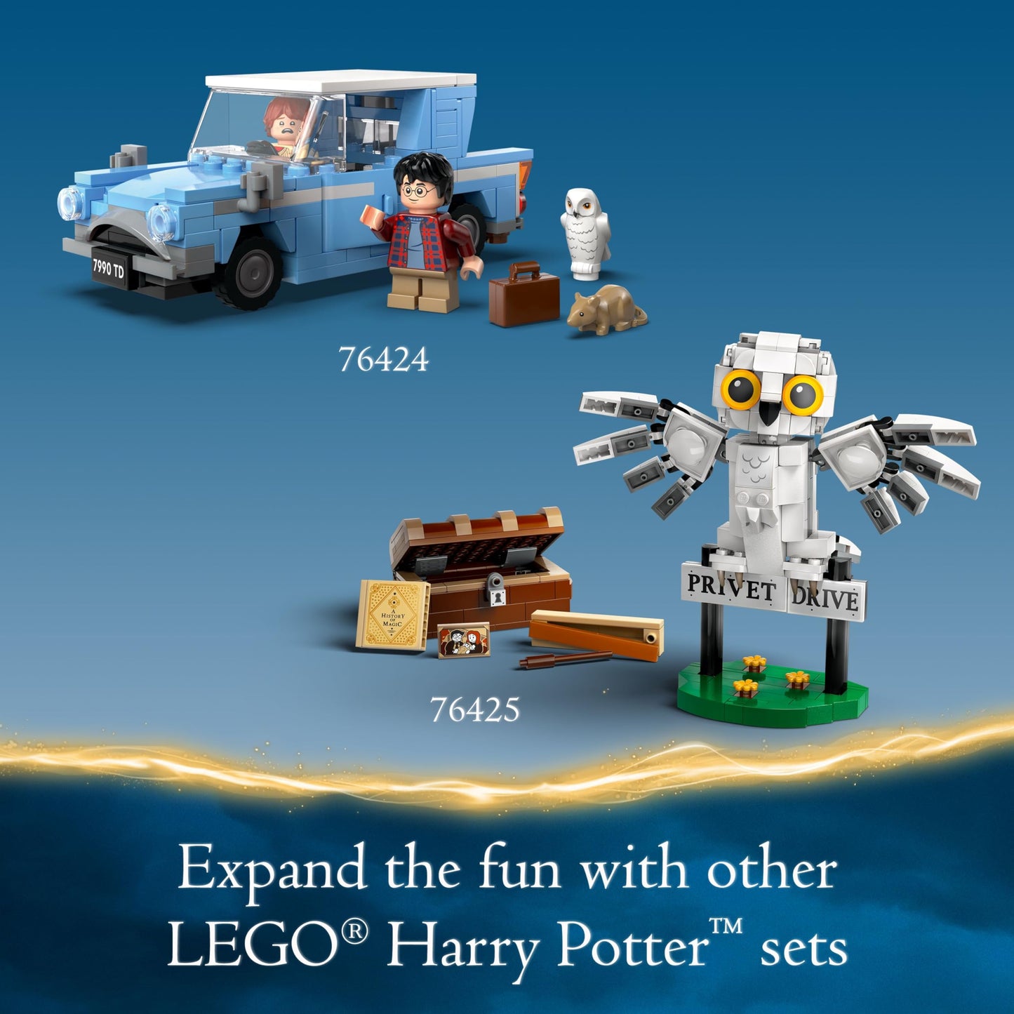 LEGO Harry Potter Flying Ford Anglia 76424, Buildable Car Toy with 2 Minifigures, Role Play & Fantasy Playset for Kids 7+