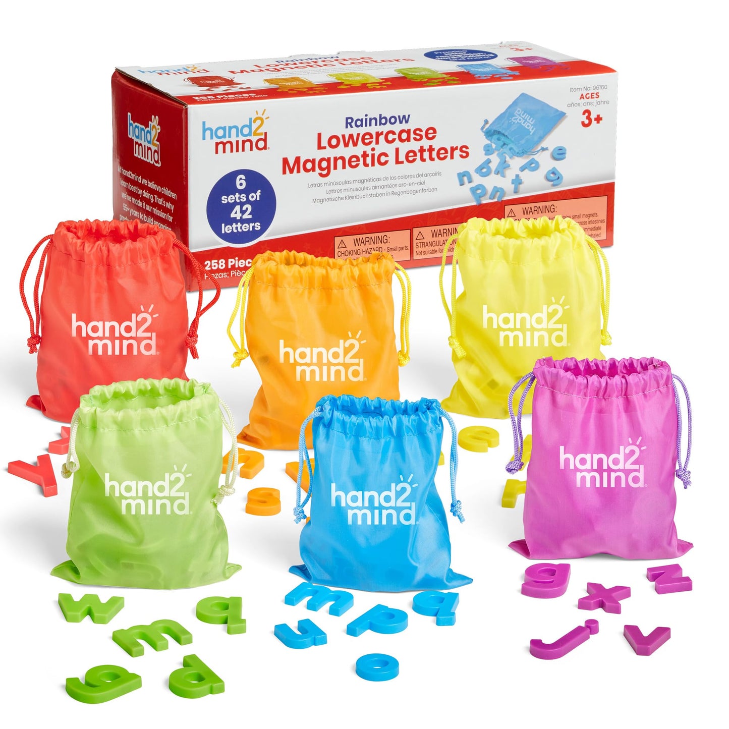 hand2mind Rainbow Lowercase Magnetic Letters for Kids – Alphabet Letter Magnets for Kindergarten, Word Building & Letter Recognition (Set of 6)