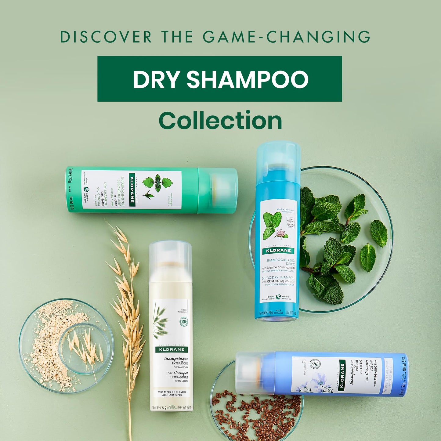 Klorane Ultra Gentle Dry Shampoo with Oat Milk – Refreshes Hair, Absorbs Oil & Odor, Hypoallergenic, Vegan, Paraben & Sulfate-Free, 3.2 oz