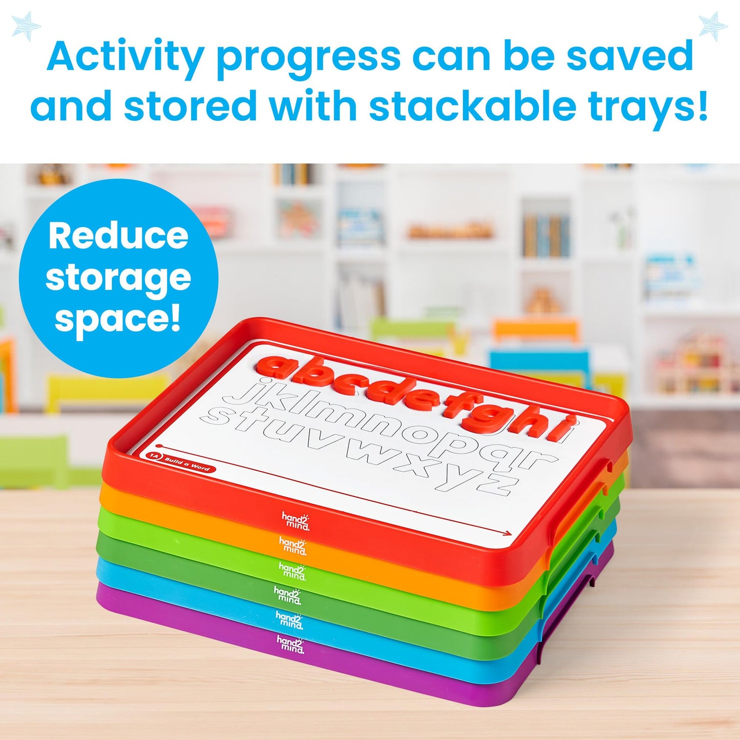 hand2mind Alphabet Word Work Small Group Set – Lowercase Magnetic Letters with Trays, Phonics & Phonemic Awareness Classroom Materials (6 Sets)