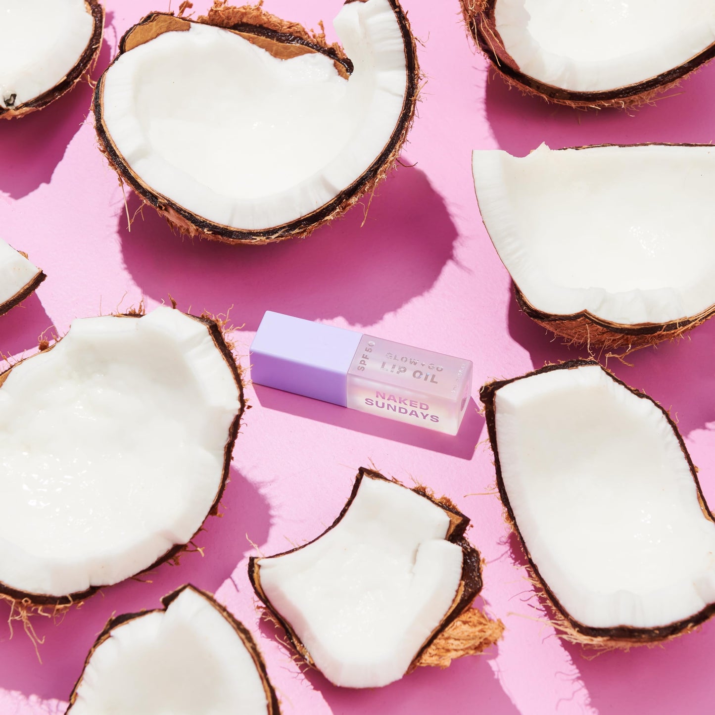 Naked Sundays SPF50 Glow & Go Lip Oil: Lip Oil with SPF, Moisturizes and Protects Lips, 4.5ml in Coconut