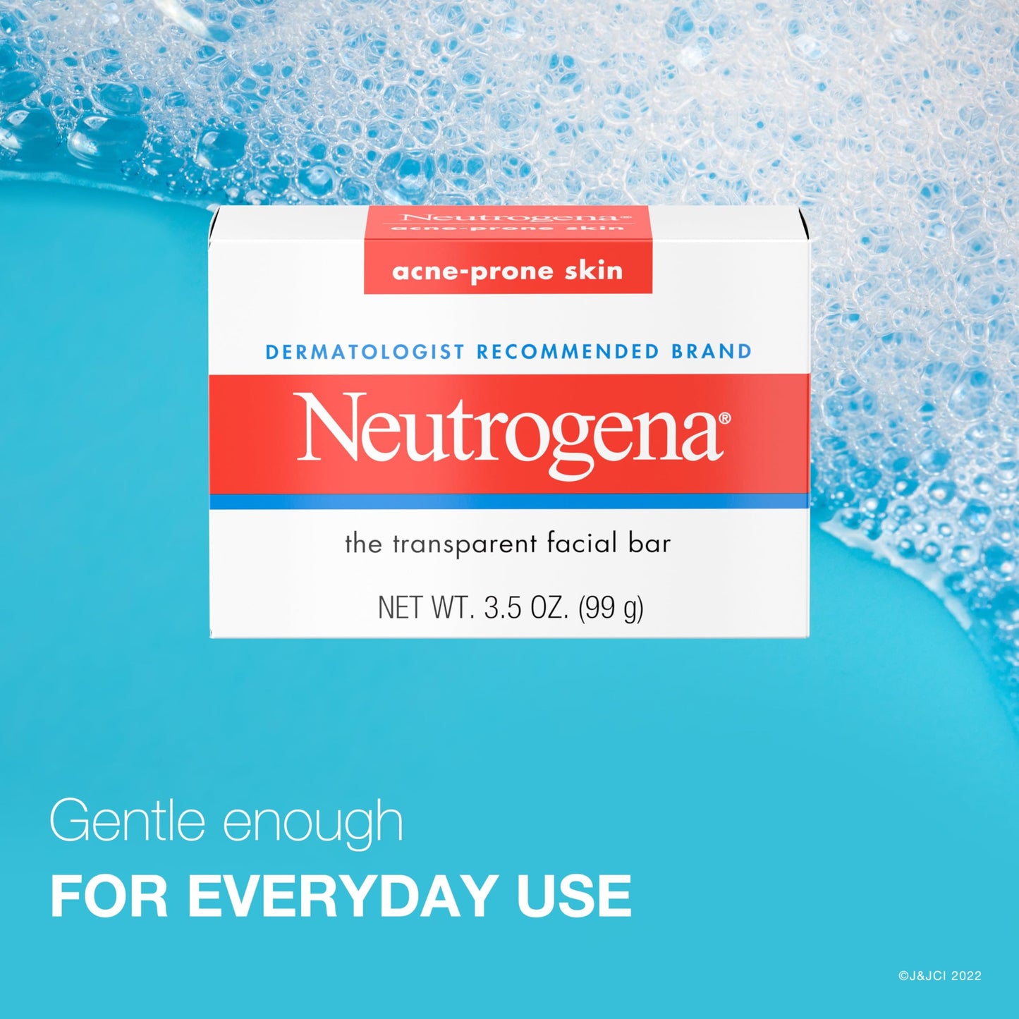 Neutrogena Facial Cleansing Bar for Acne-Prone Skin – Gentle Daily Non-Medicated Transparent Soap, Non-Comedogenic, 3.5 oz