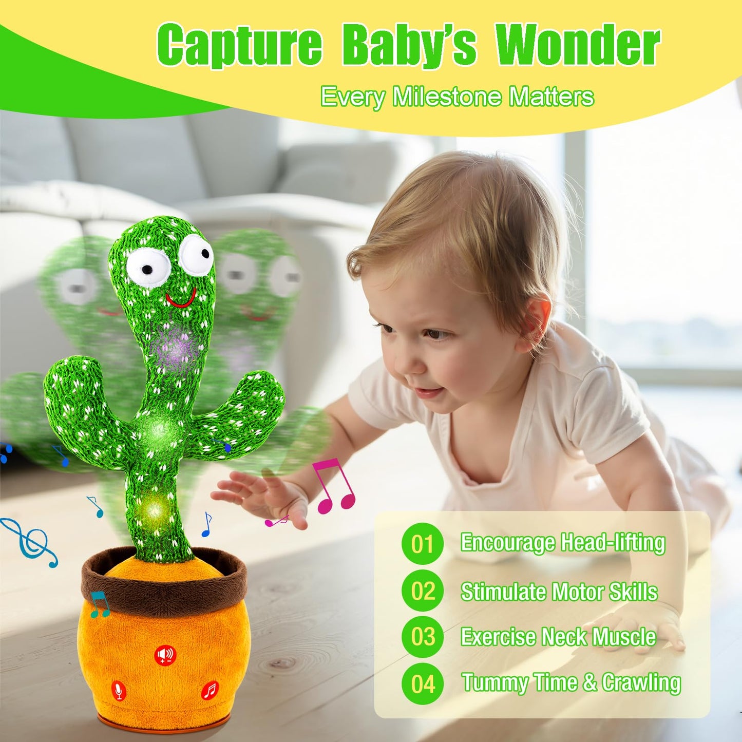Ayeboovi Dancing Talking Cactus Toy, Mimicking & Recording, Volume Adjustable Baby & Toddler Toy with 120 Songs for Kids