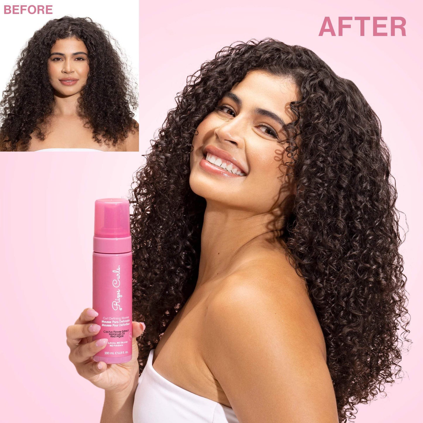 Rizos Curls Curl Defining Mousse – Lightweight Volumizing Foam for Wavy, Curly & Coily Hair (1A–4C) – Hydrating, Shiny & Frizz-Free, Sulfate-Free